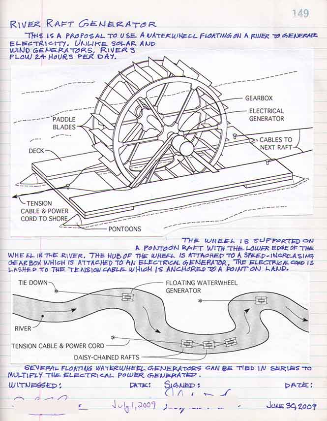 Waterwheel Electrical Generator notebook p. 149 HinesLab